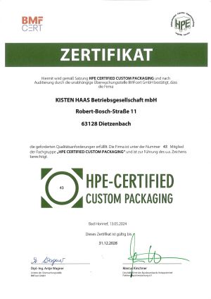 HPE Zertifikat für KISTEN HAAS